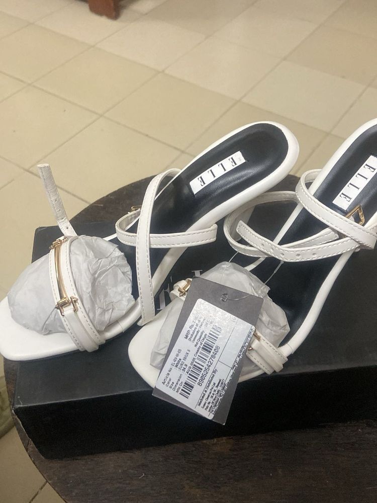 ELLE White Heeled Sandals - Size 6