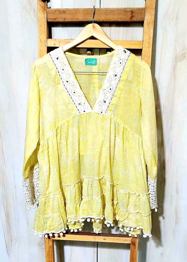 Light Yellow Cotton Top Size-36-38