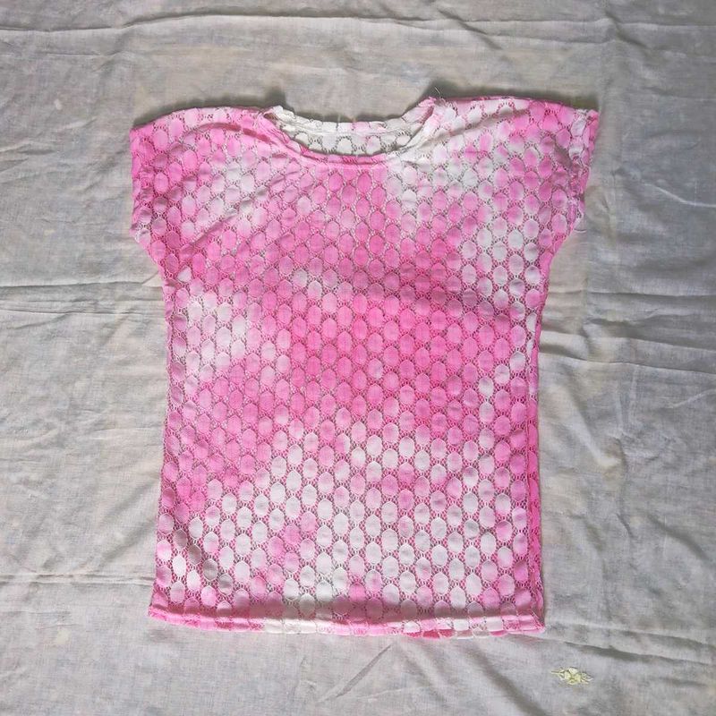 Lace See Through Tie Die Top