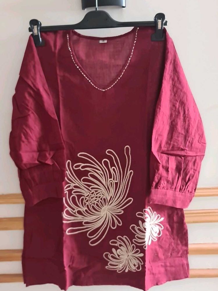 Maroon Floral Embroidery &amp; katha work Cod-set
