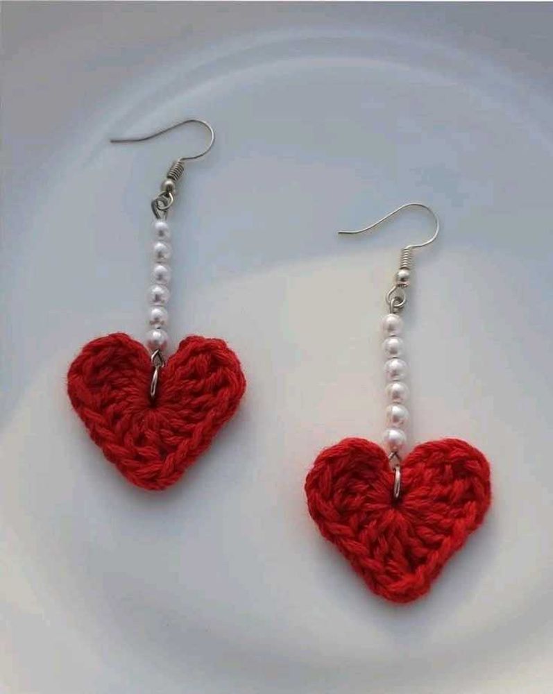 Crochet Heart Earrings