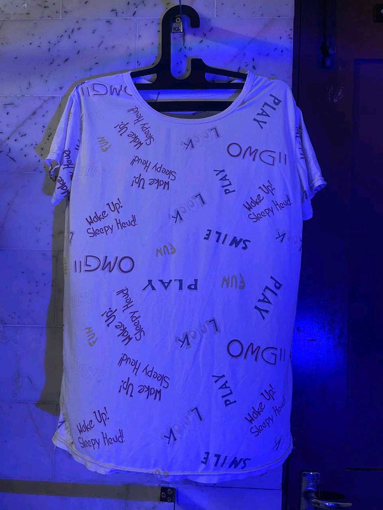 Oversized Off White Graphic Designed Top