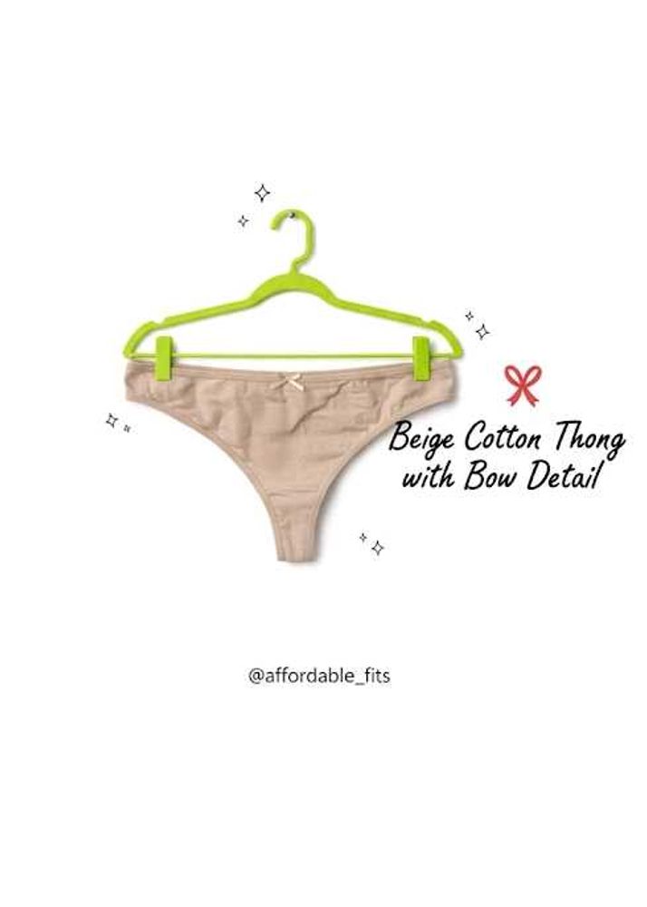 Beige Cotton Thong