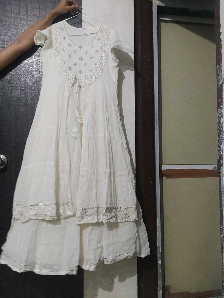 Attached Anarkali Jacket Style Cotton Gown