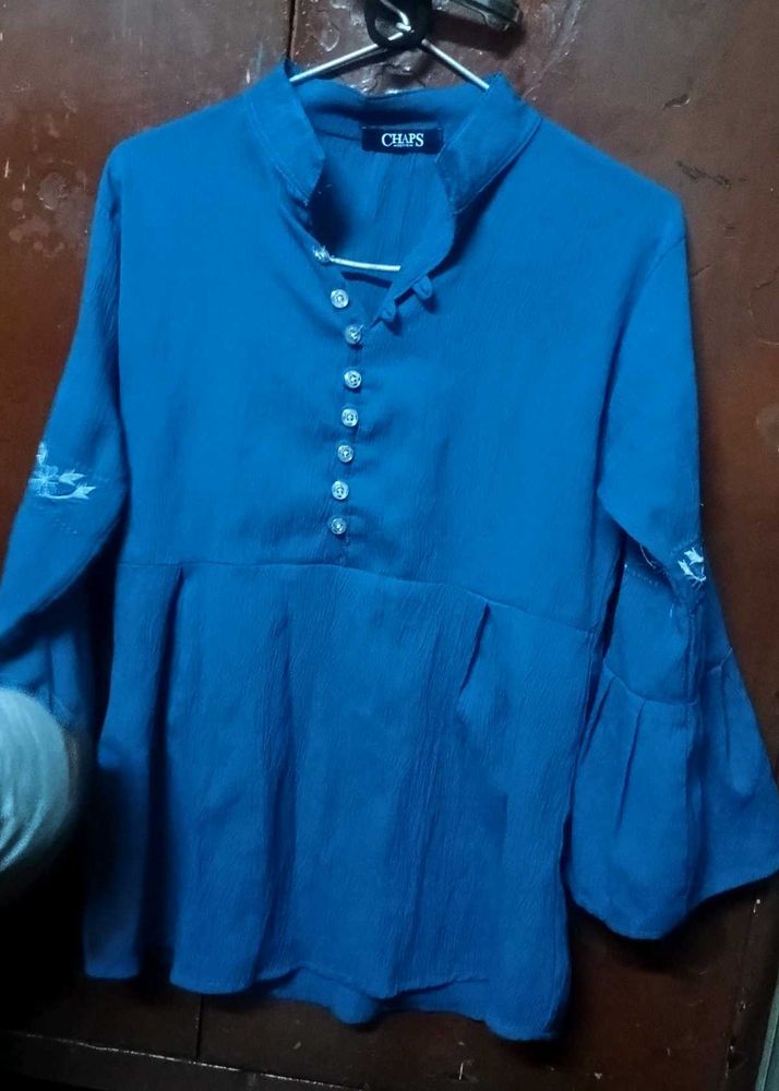 Chaps Blue Button Down Tunic