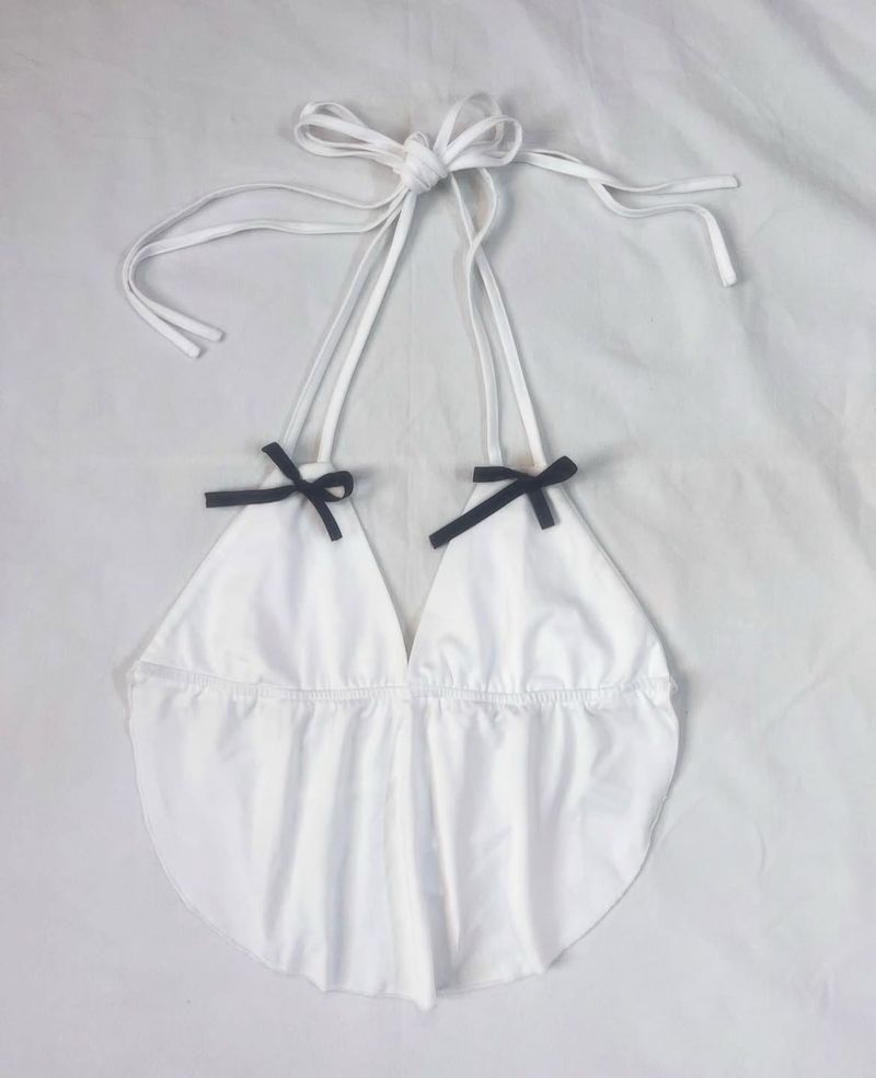 White Bust Tie Backless Top