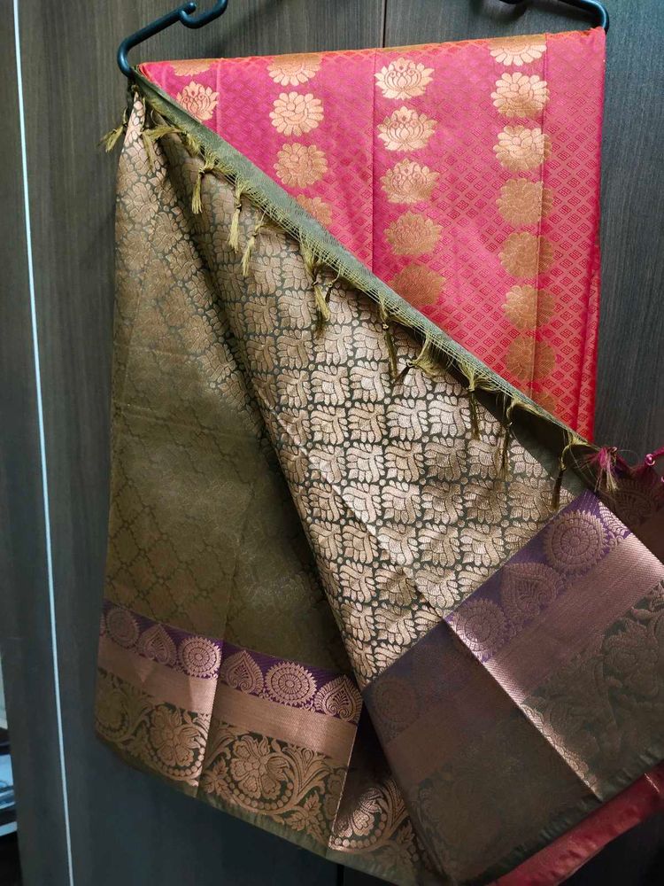 🧡💖Dual Shade Semi Silk Saree