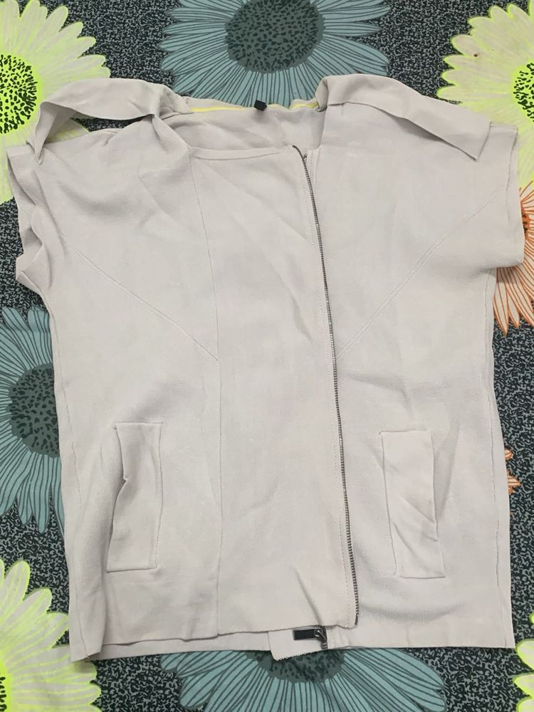 Beige Zippered Vest