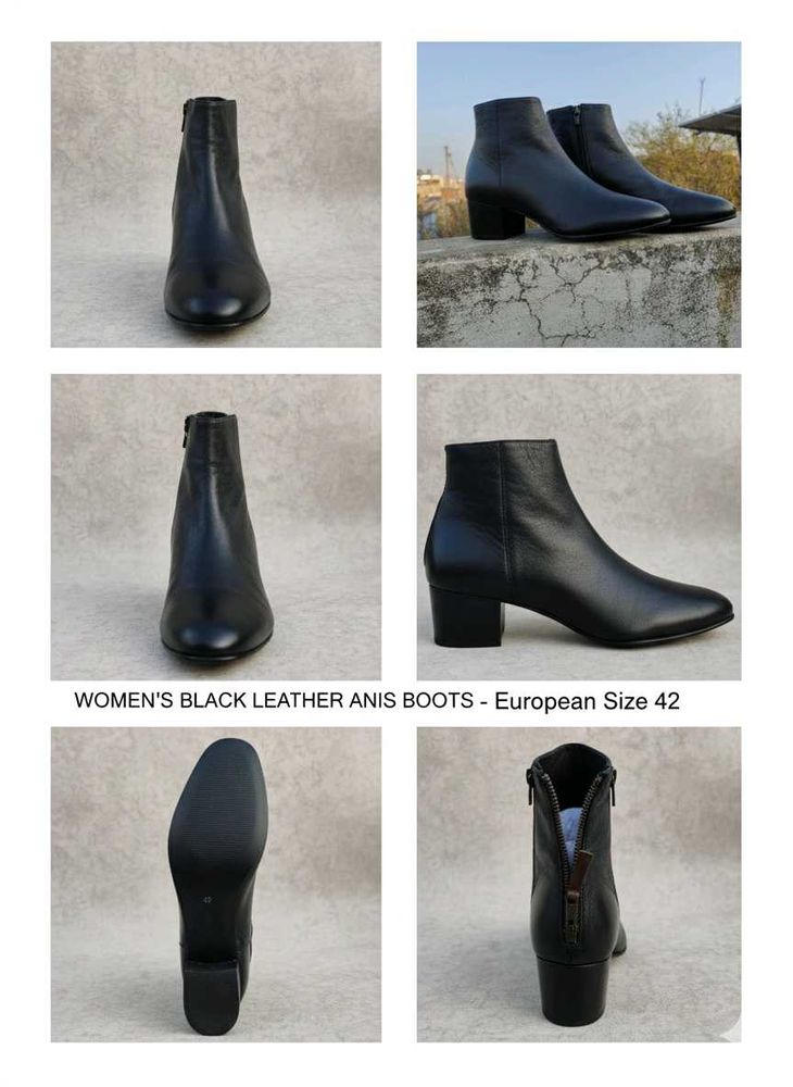 Anis Black Leather Ankle Boots(37,38,39,40,41,42)