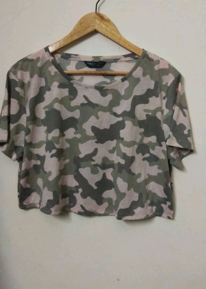 M &amp; S Branded Cargo Print  Top