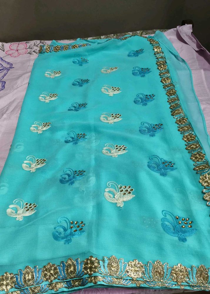Elegant Aqua Blue Saree