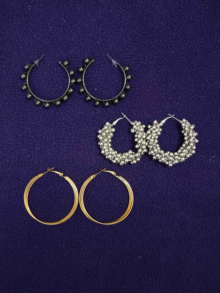 Set of 3 Earring Hoops