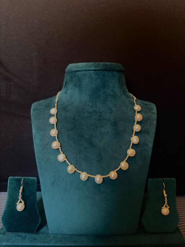 Pearl Necklace and Earring Set
