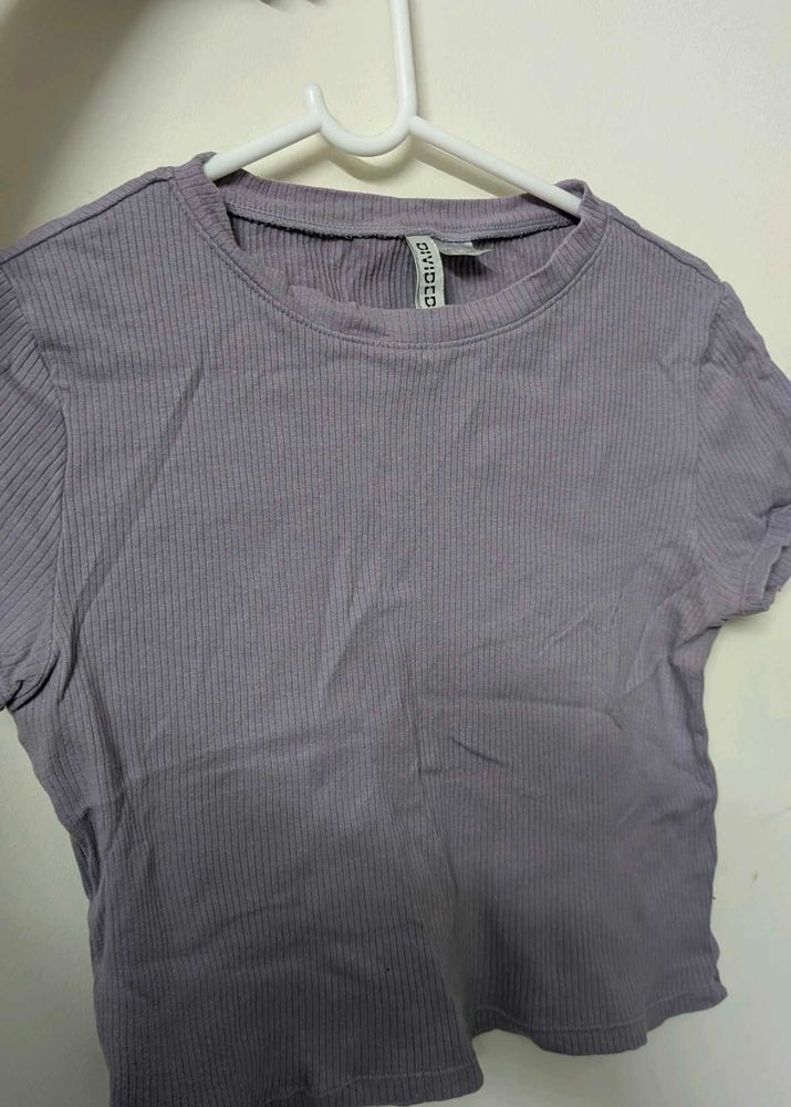 H&amp;M Lavender Ribbed Top