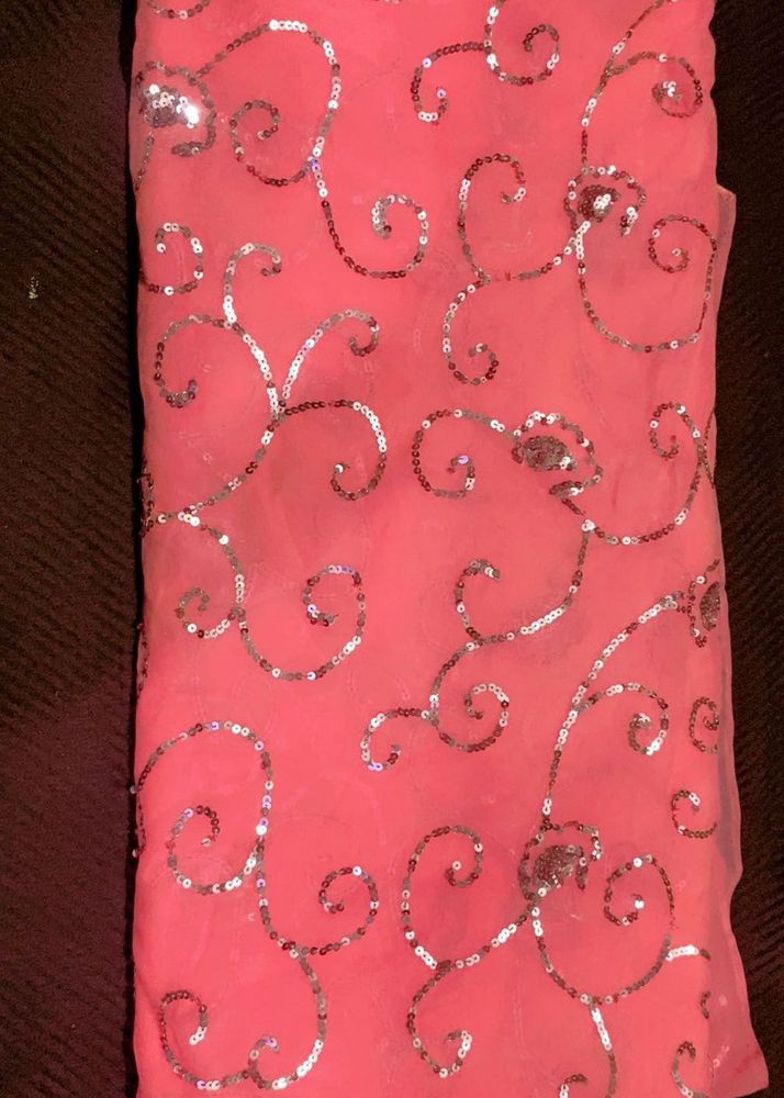 Pink Full Sequin Work Saree