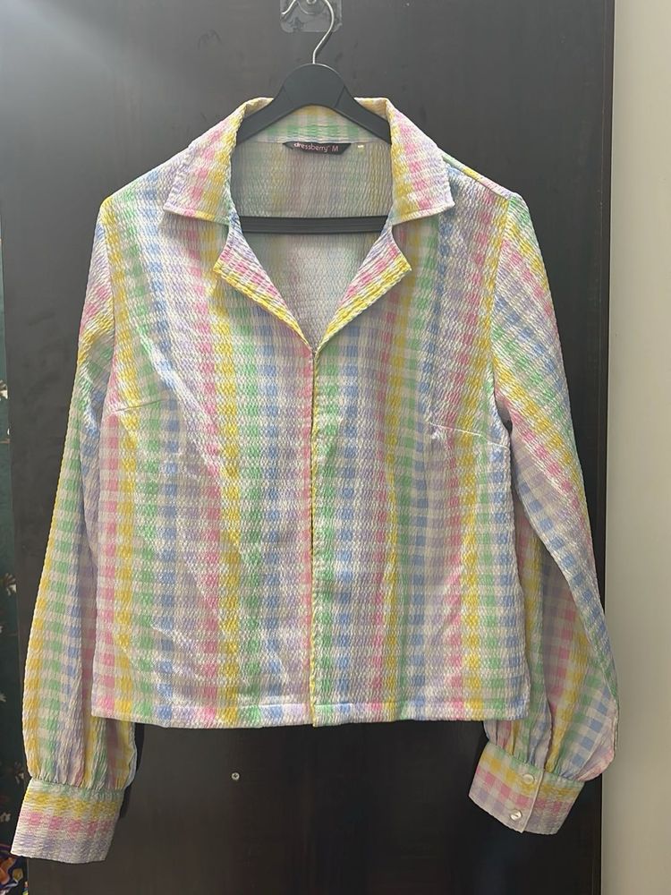 Pastel Plaid Long Sleeve Top