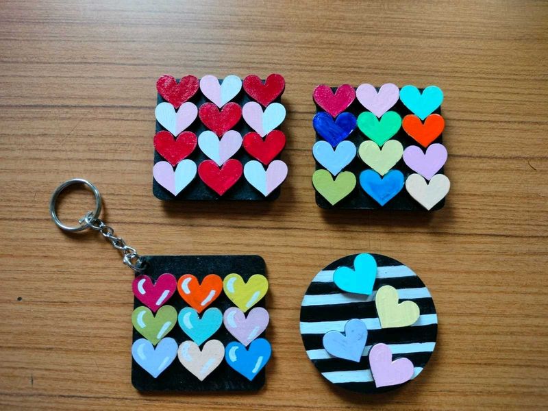Handmade Heart Fridge Magnets &amp; Keychain
