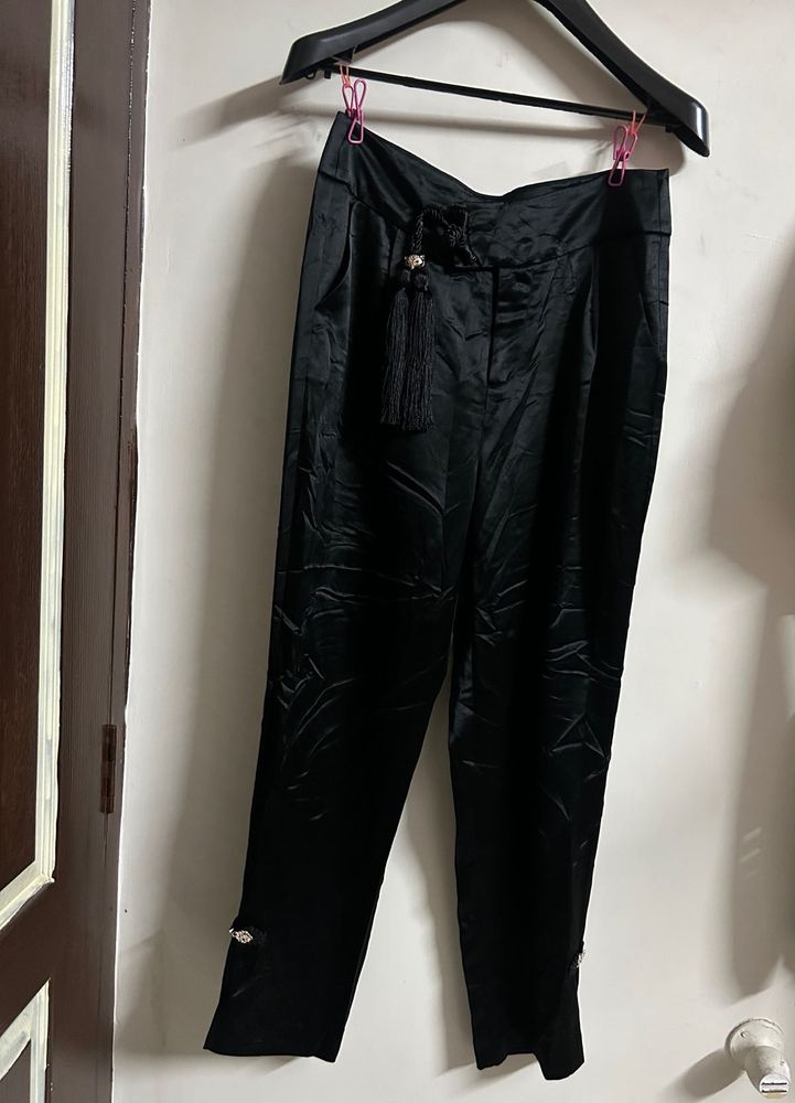 Elegant Black Tassel Pants