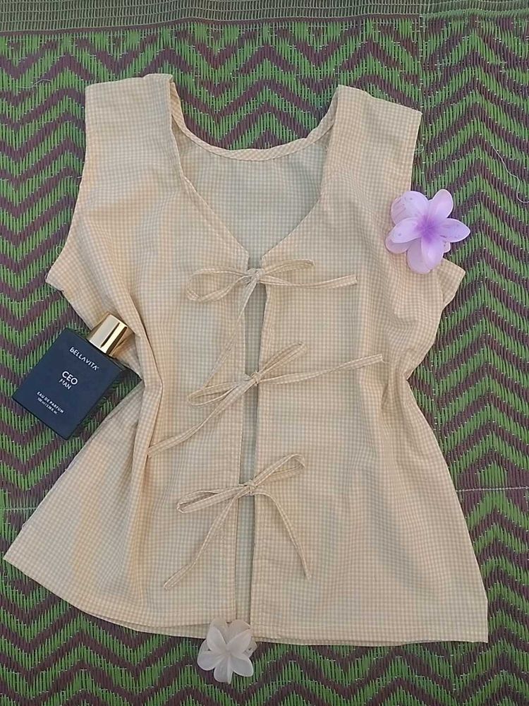 BOW PLAID TOP PINTERESTY🎀💛