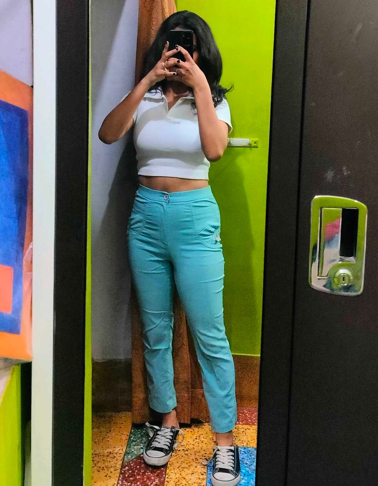 Blue Cropped Chinos