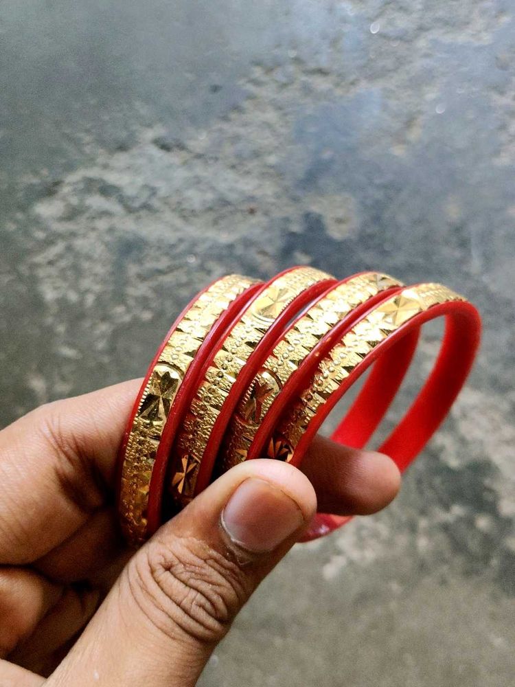 Set of Red &amp; Gold Bangles