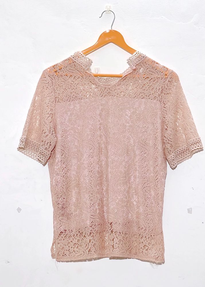 VANSA Lace Short Sleeves Top