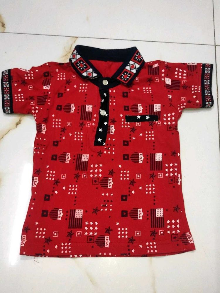Red USA Polo Shirt Jeans