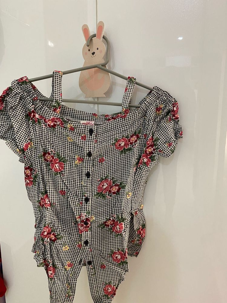 Floral Gingham Top