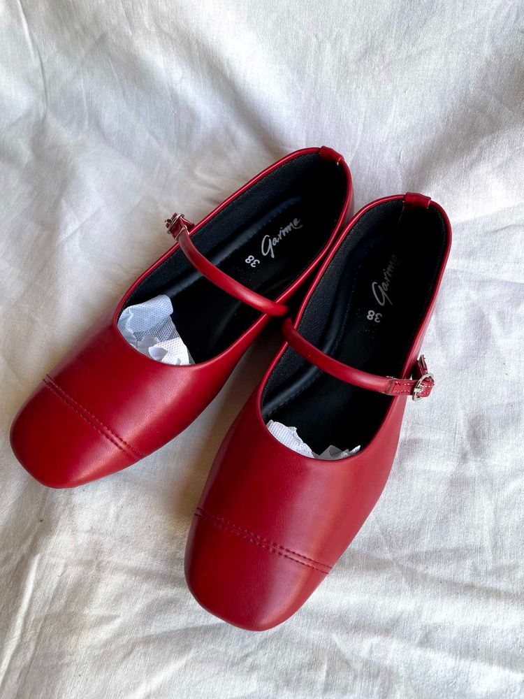 Red Mary Jane Flats