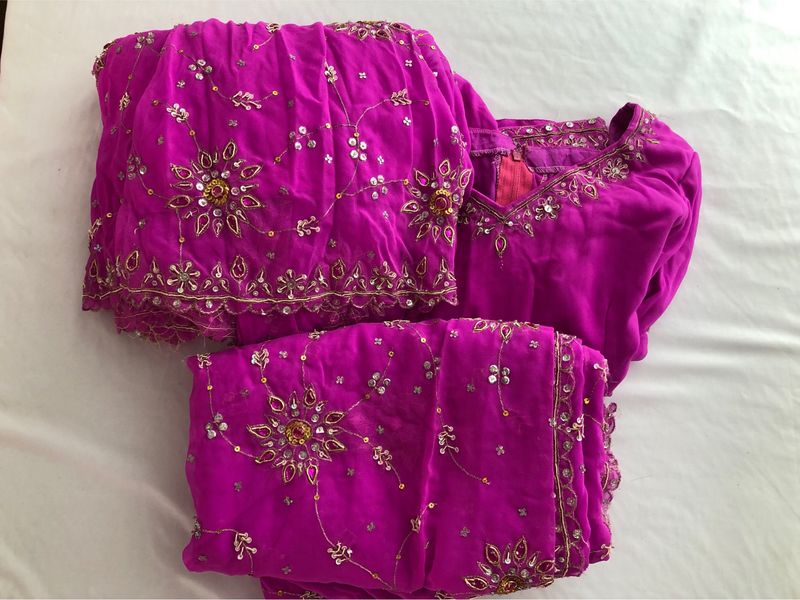 Pink Embroided Lehenga Choli Set (Women’s)