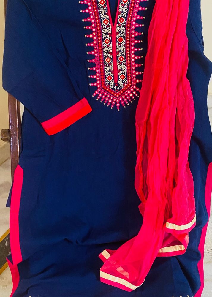 Linen Kurta With Dupatta