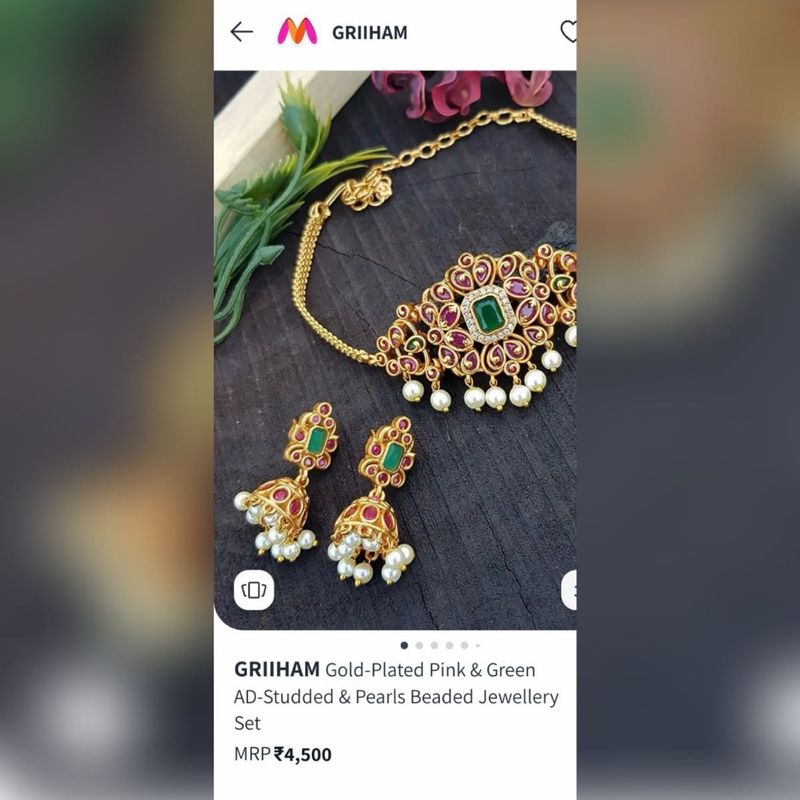 Gold -Plated Pearls Beaded Jewellery Set