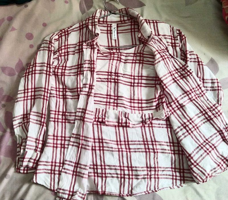 Crop Top And Shirt Co-ords Set