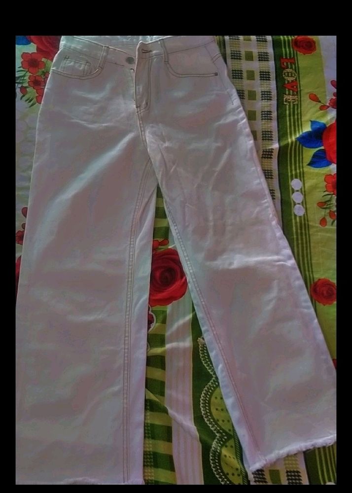 White Colour Straight Pent