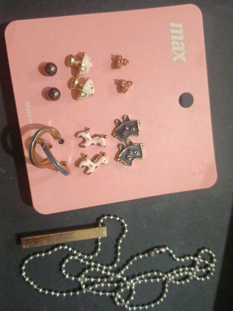 cute earrings &amp; silver chain