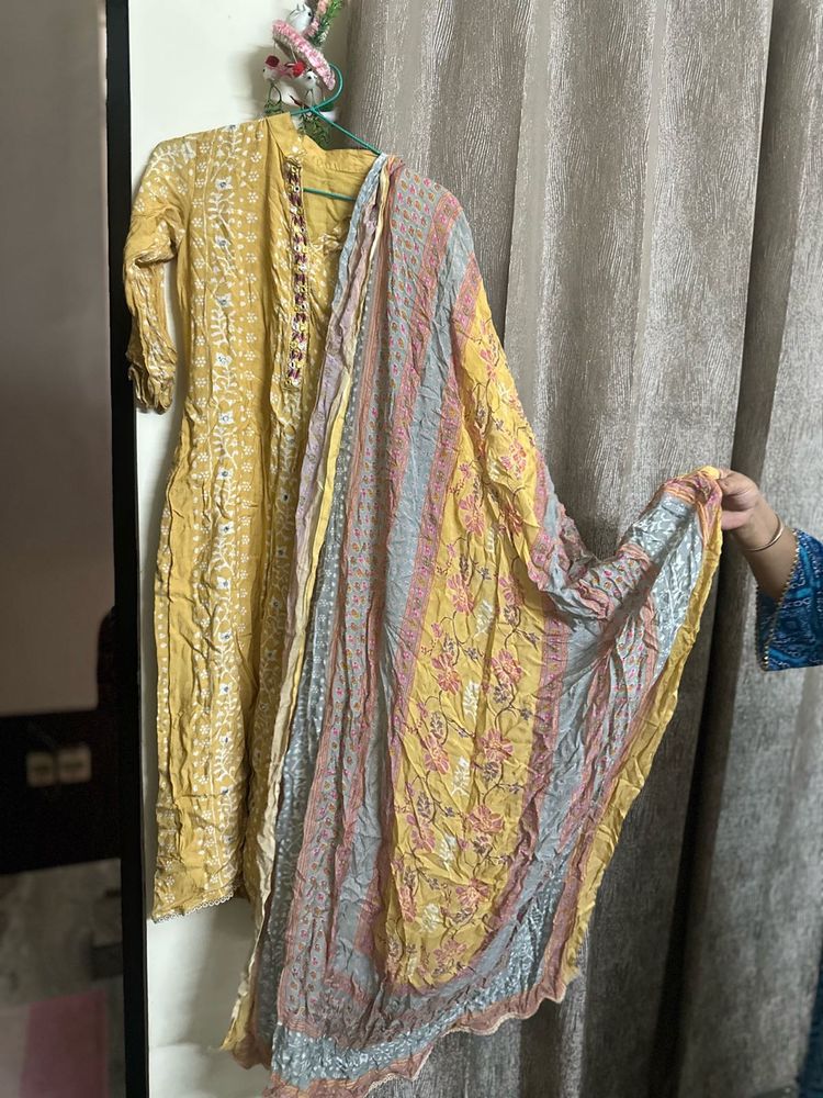 Yellow Embroidered Plazzo Kameez