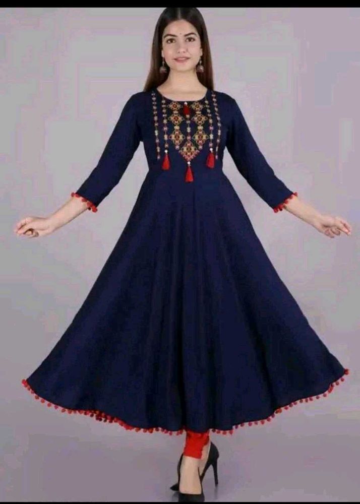 Embroidered Navy Blue anarkali