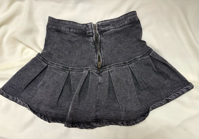Acid Wash Denim Mini Skirt