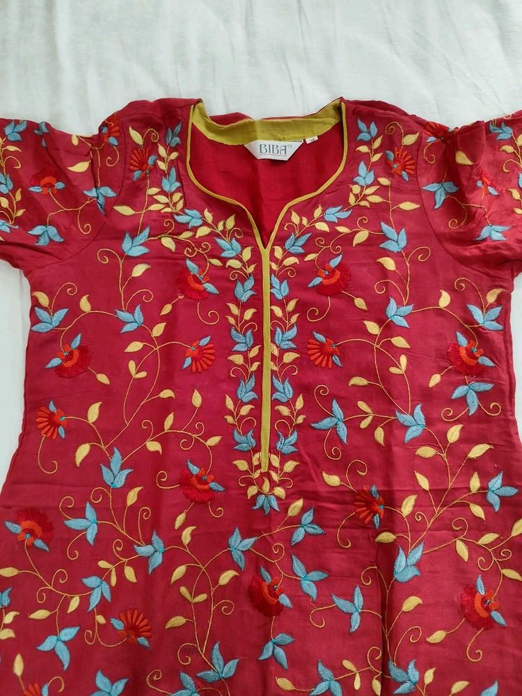 BIBA Embroidered Kurta Set With Dupatta