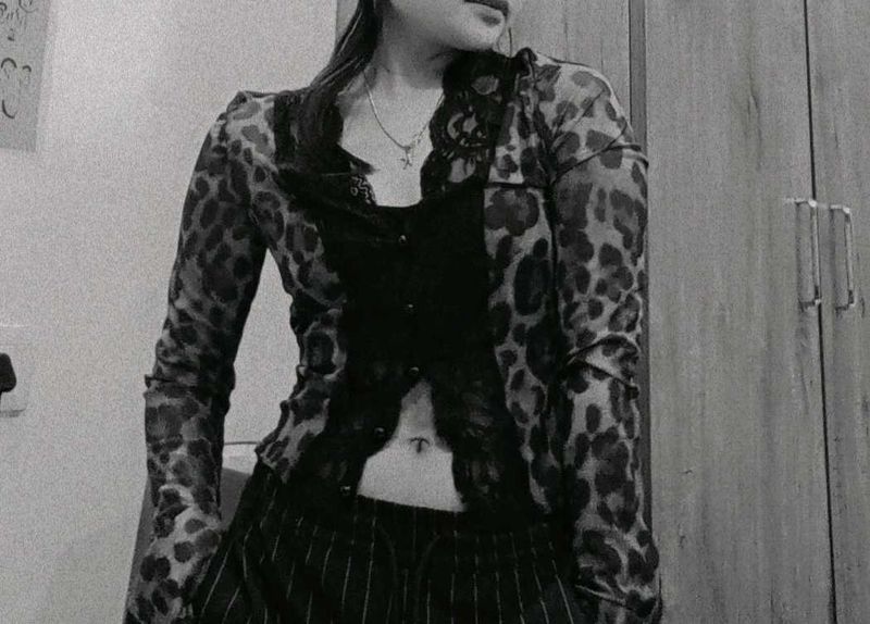 Leopard Print Sheer Top