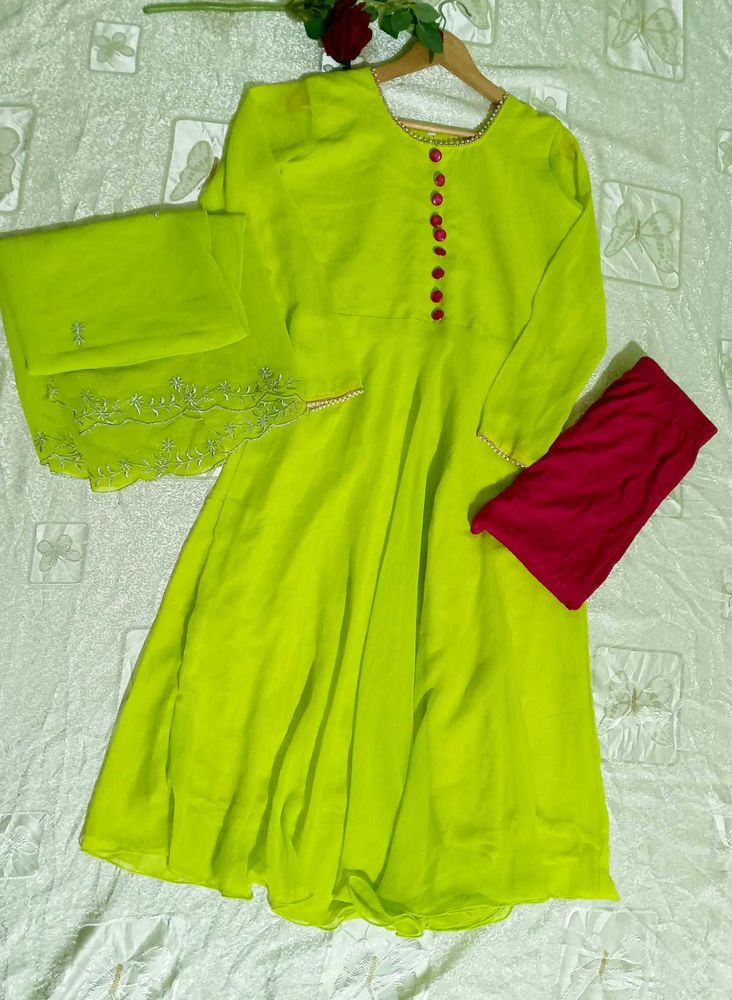 Lime Green Anarkali Suit
