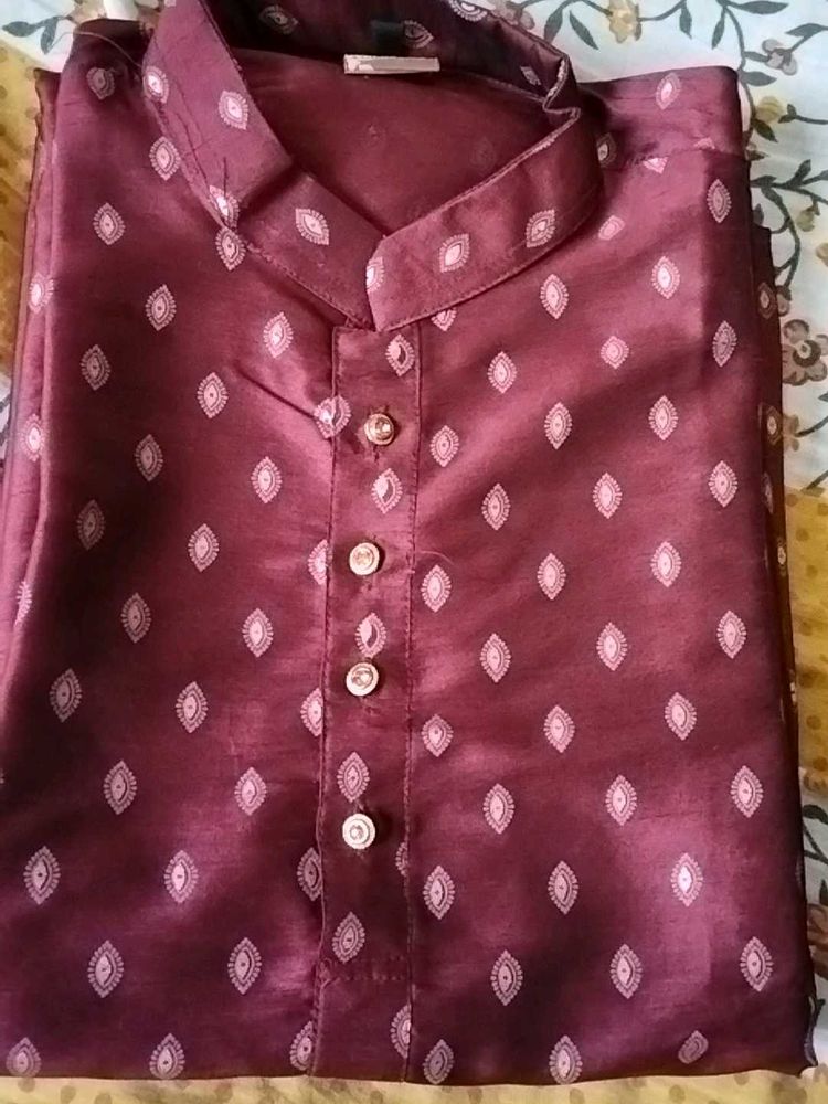 Maroon Patterned Kurta