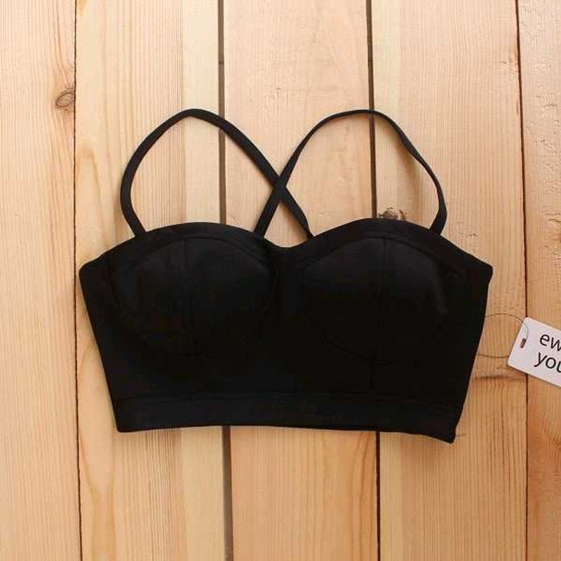 Black Crop Top (Padded)