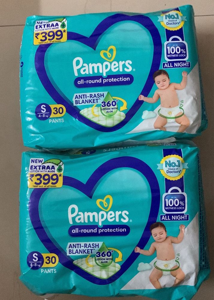 Pampers S Size Diapers - 30 Pants Each - Pack Of 2