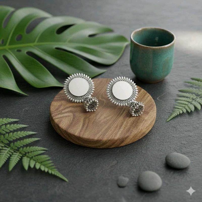 Silver Tone Jhumka Earrings