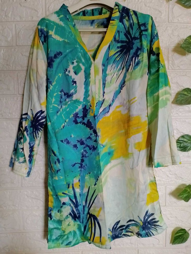💥Multicolor Tropical Print Kurti
