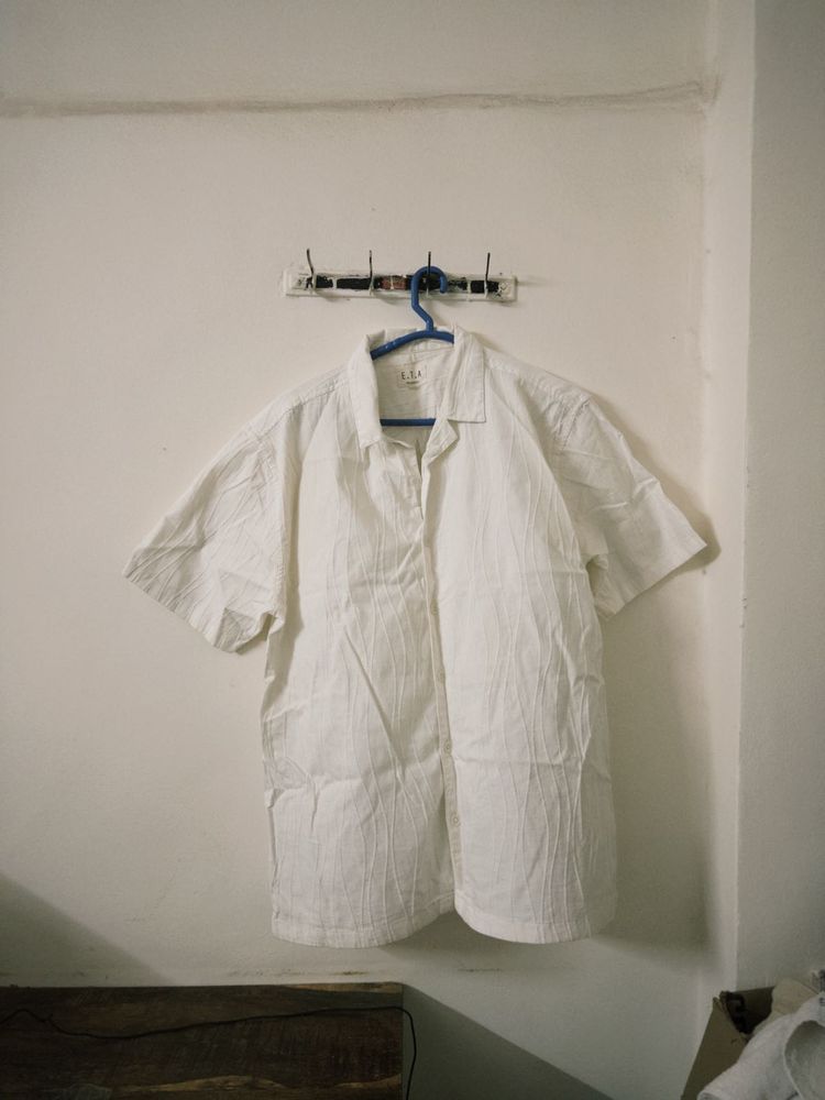 WHITE COTTON TEXTURE SHIRT FROM WESTSIDE