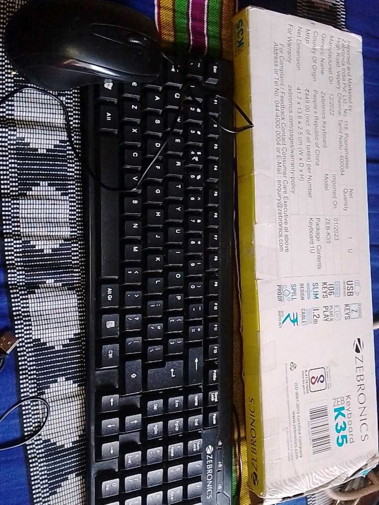 A Keyboard With Mouse Brand Of Zebronics