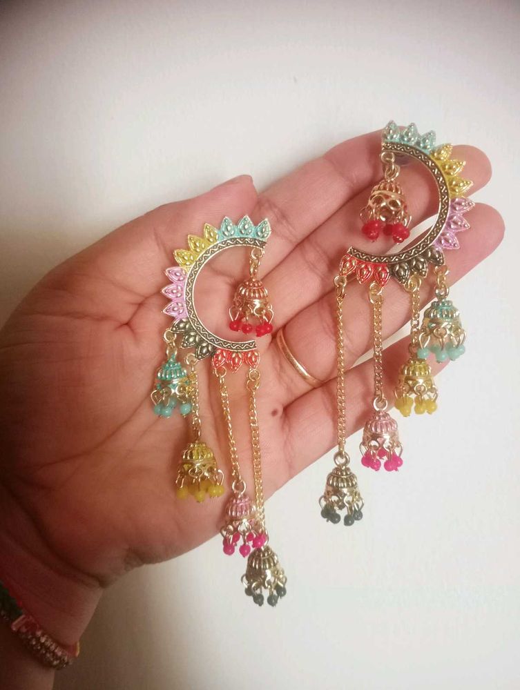 Colorful Jhumka Ear Cuff Earrings