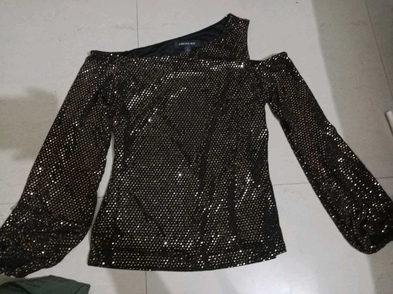 Sequin One-Shoulder Top